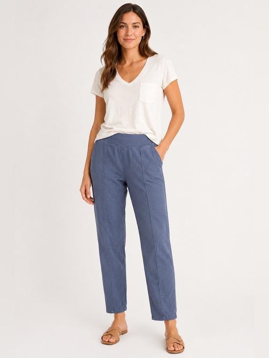 Faherty Pants - Faherty Arlie Pull On Tencel Linen Organic Cotton Pants Blue Gray Size L